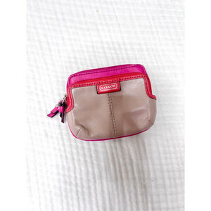 Coach Pink and Tan Leather Pouch